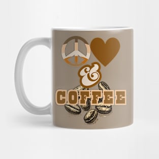 Peace, Love & Coffee with BEANS! - Retro Pop Java Style Mug